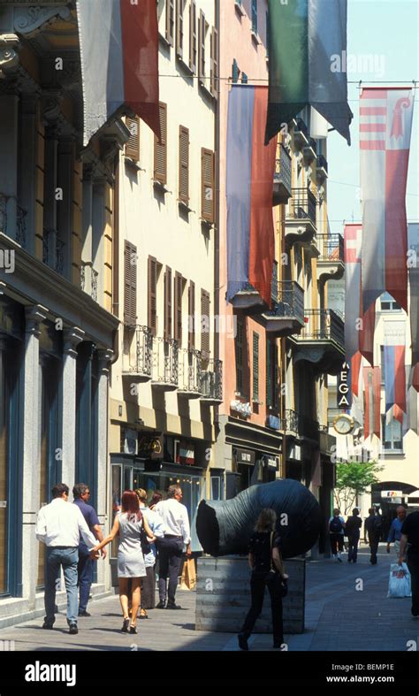 LUGANO SWITZERLAND Via NASSA Shopping street .